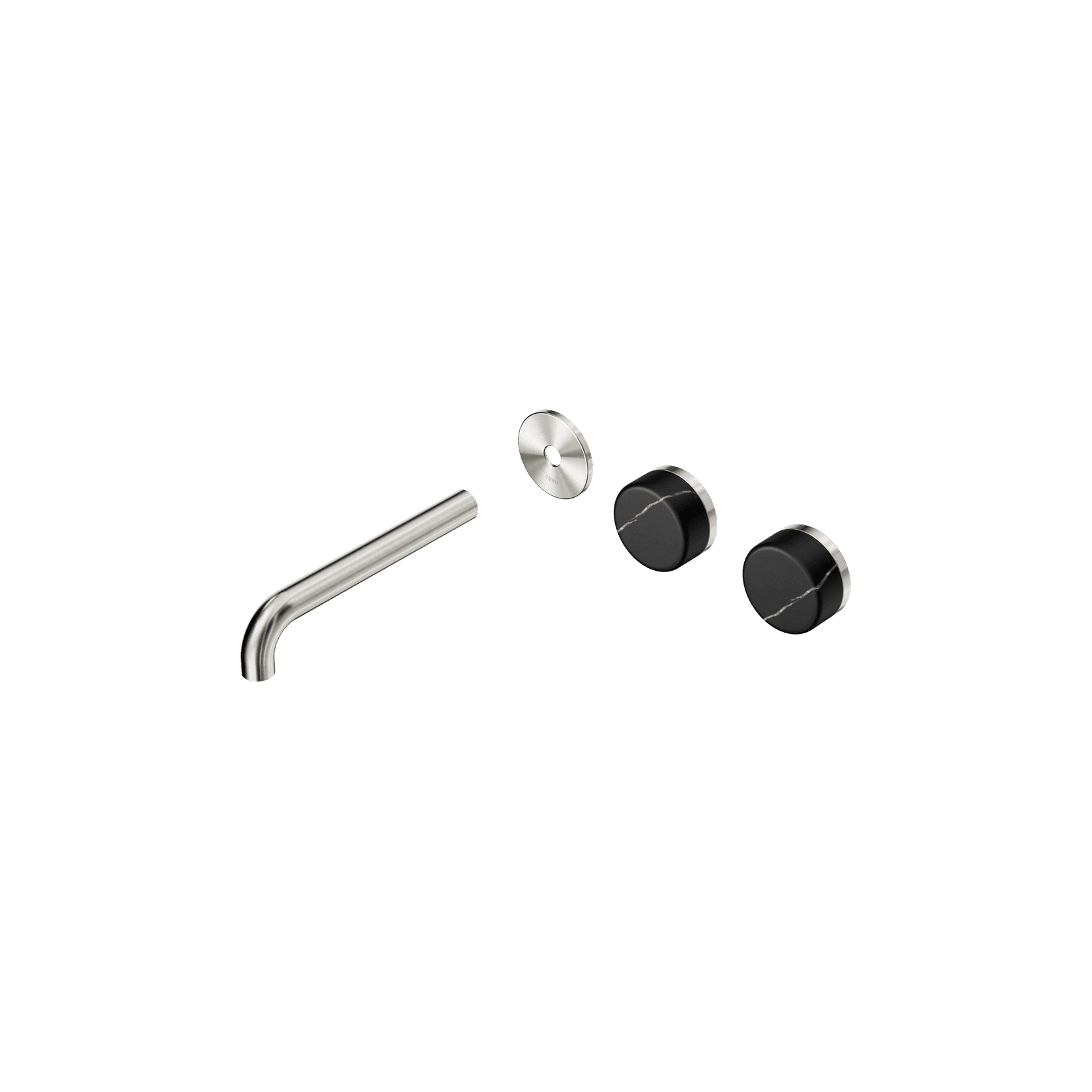 Serenity Wall Basin 185mm Offspout + Marquina Black Handle Brushed Nickel gallery detail image