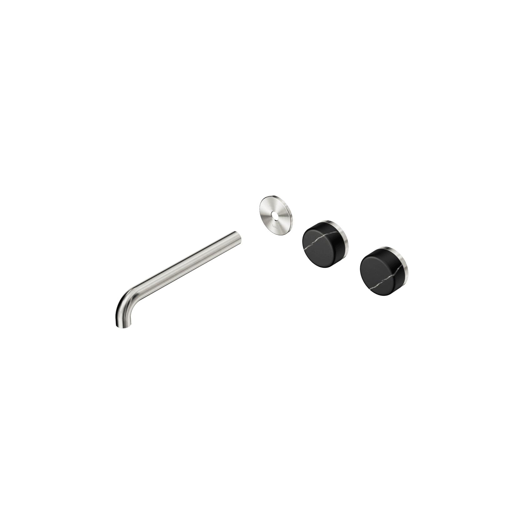 Serenity Wall Basin 220mm Offspout + Marquina Black Handle Brushed Nickel gallery detail image