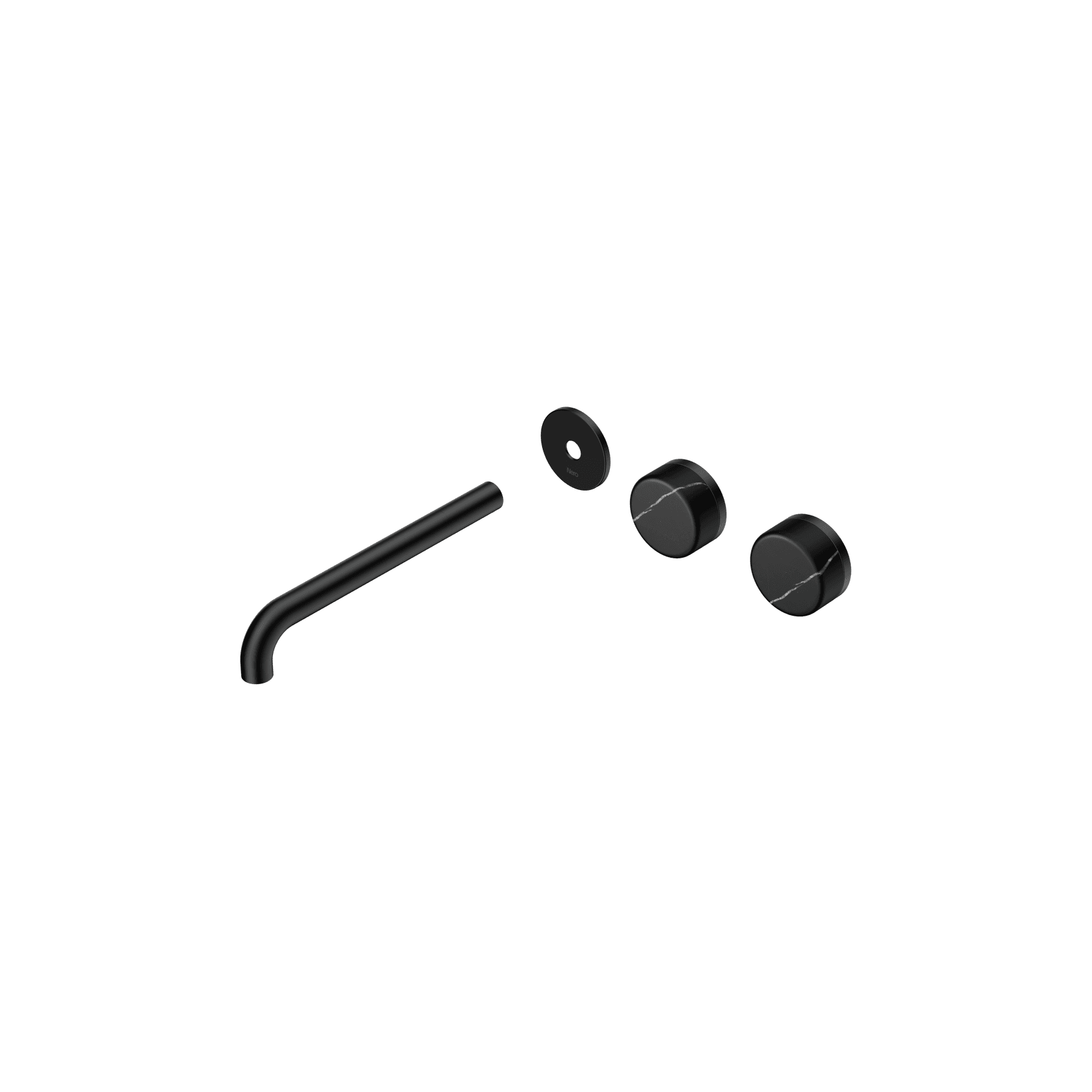 Serenity Wall Basin 220mm Offspout + Marquina Black Handle Matte Black gallery detail image