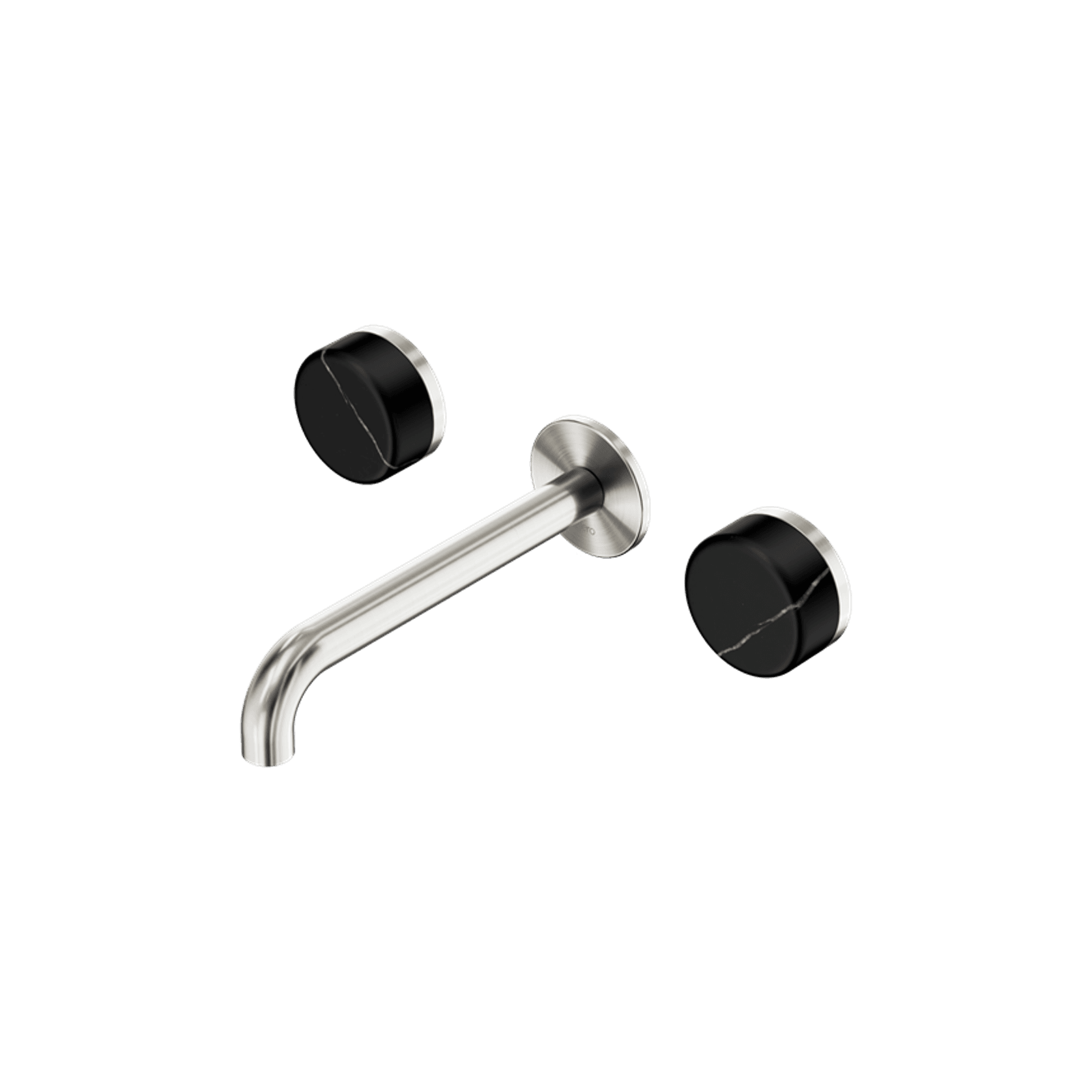 Serenity Wall Basin Set 220mm Spout With Marquina Black Handle Brushed Nickel gallery detail image