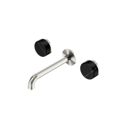 Serenity Wall Basin Set 220mm Spout With Marquina Black Handle Brushed Nickel gallery detail image