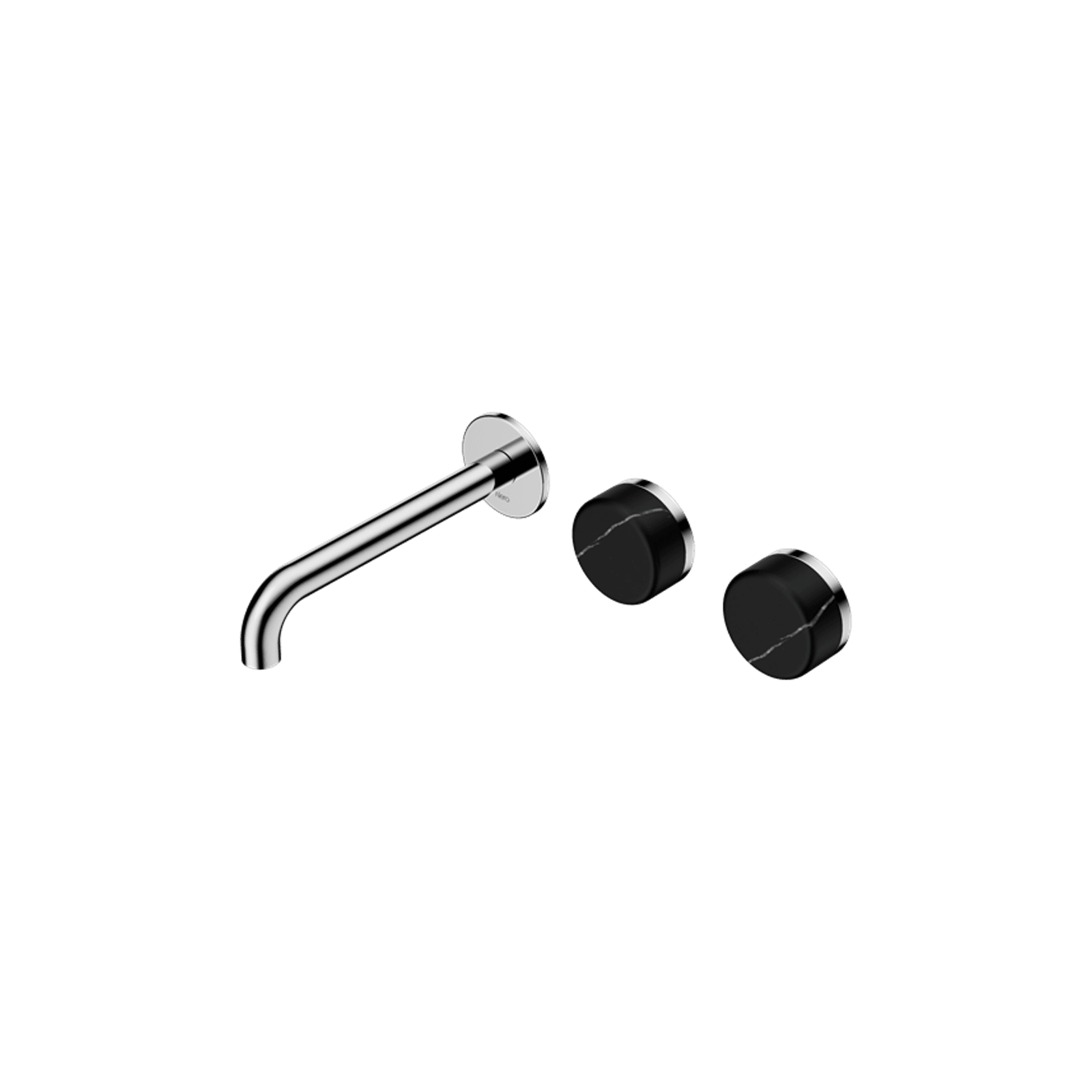 Serenity Wall Basin Set 220mm Offset Spout With Marquina Black Handle Chrome gallery detail image