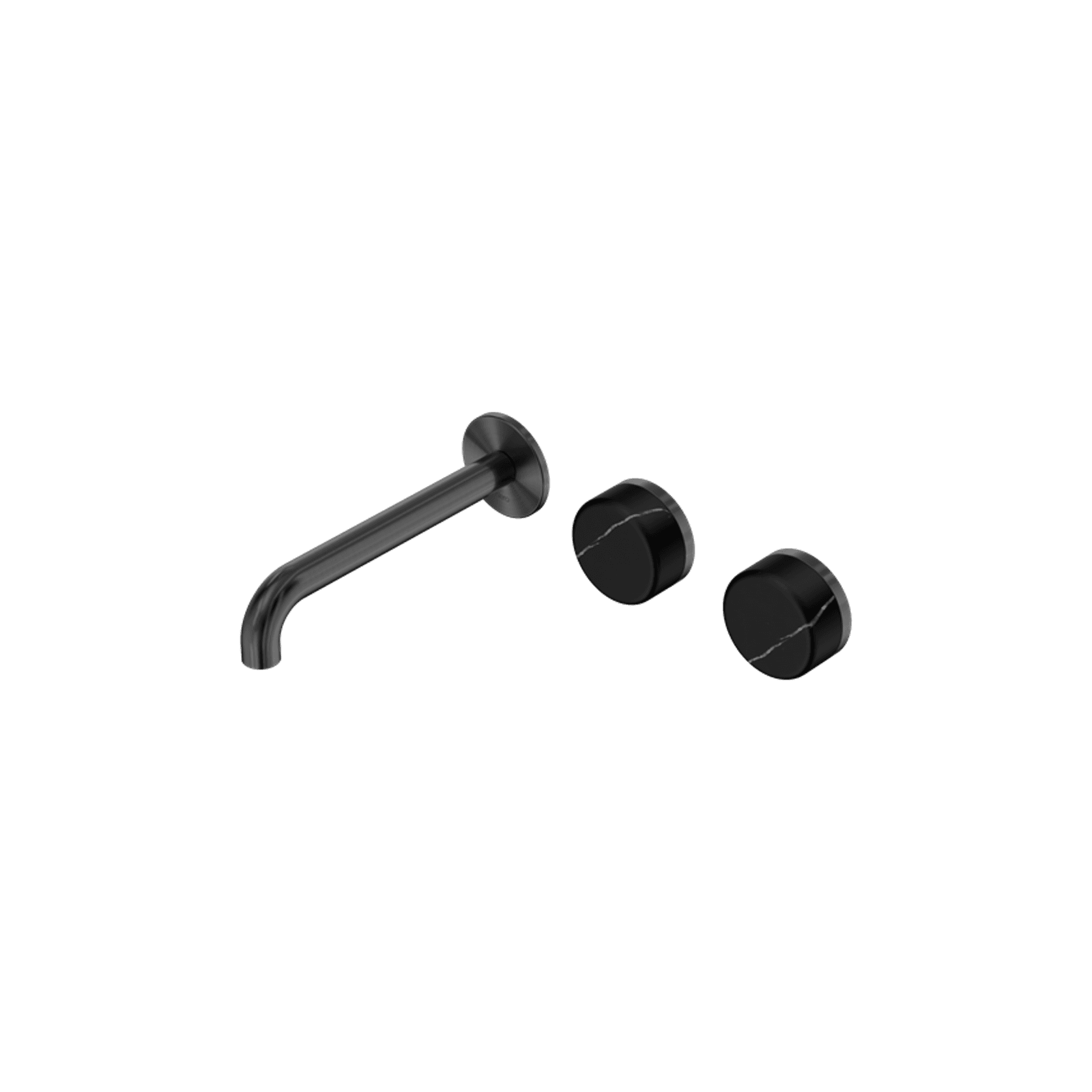 Serenity Wall Basin Set 160mm Offset Spout With Marquina Black Handle Gun Metal gallery detail image