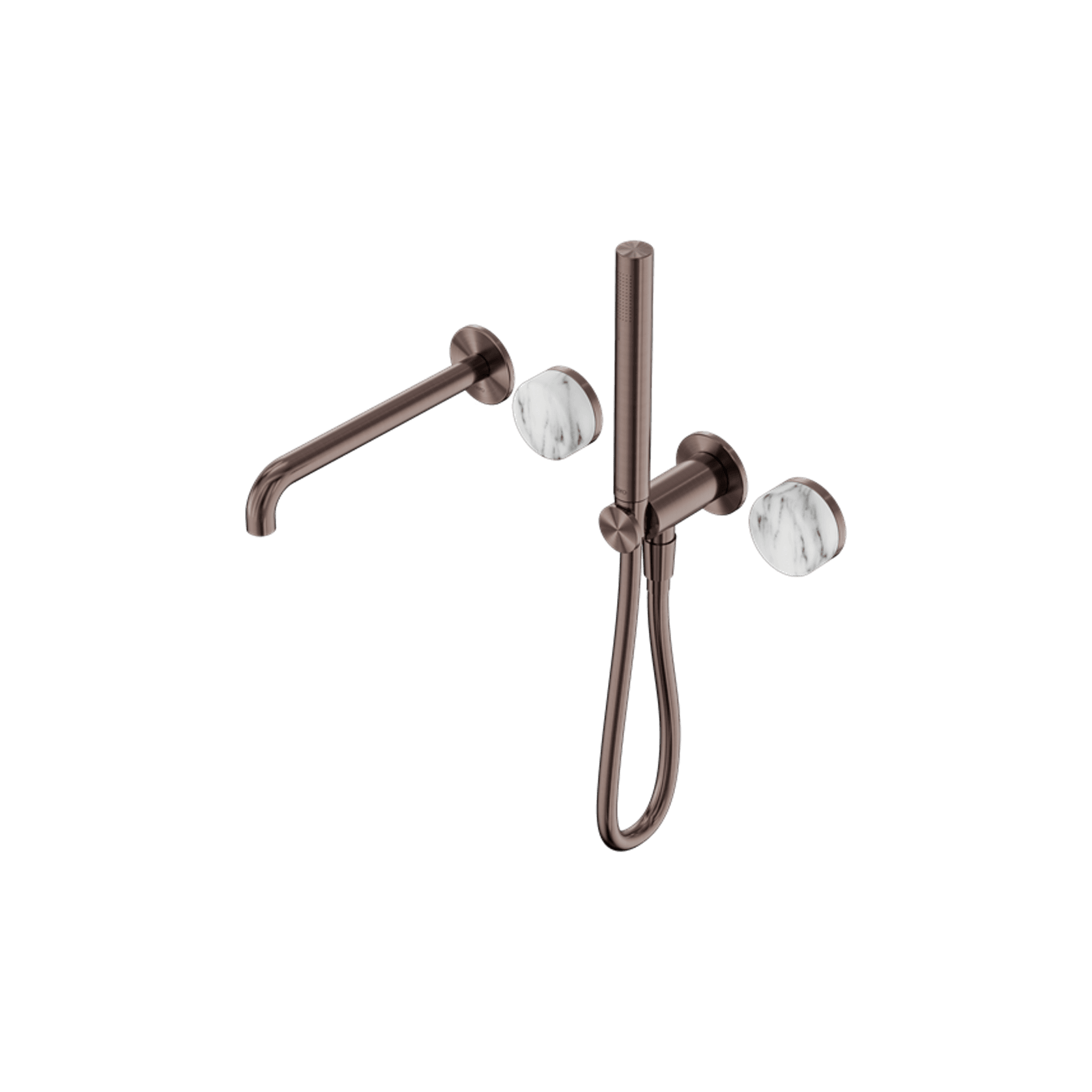 Serenity Shower System Spout Arabescato Corchia Handle And Slim Shower Brushed Bronze gallery detail image