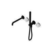 Serenity Shower System Spout Arabescato Corchia Handle And Slim Shower Matte Black gallery detail image