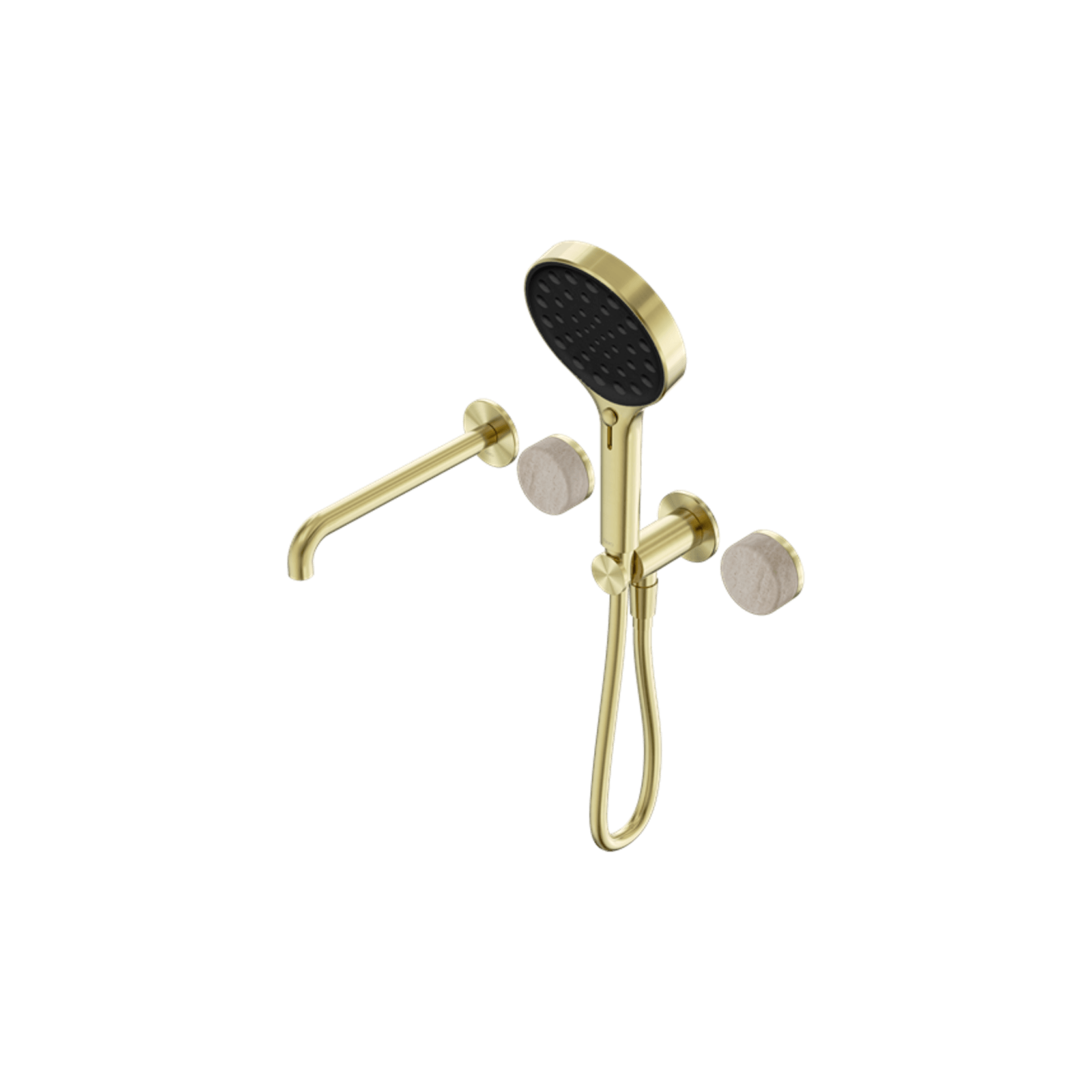 Serenity Shower System Spout Rome Travertine Handle And Serenity Hand Shower Brushed Gold gallery detail image