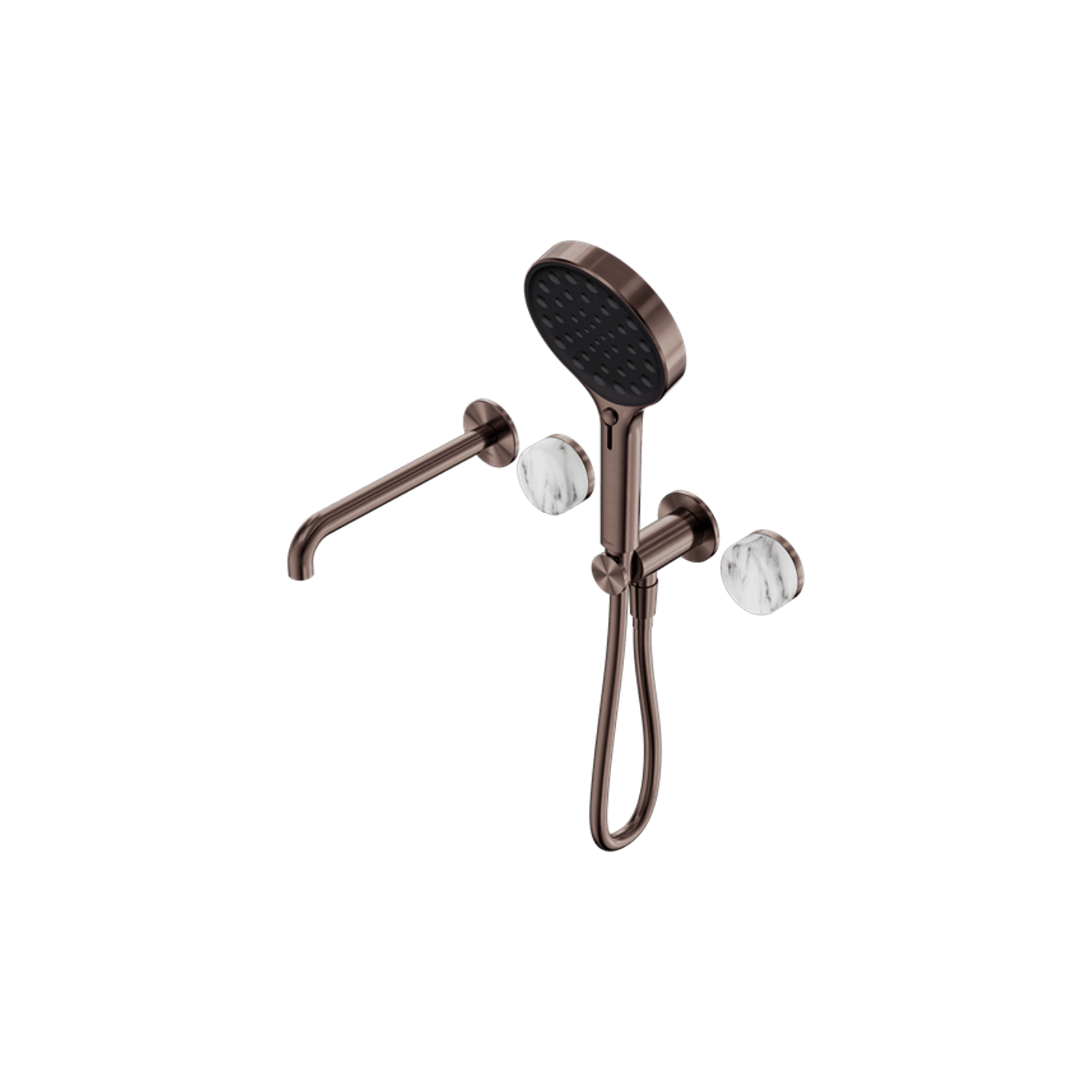 Serenity Shower System Spout Arabescato Corchia Handle And Serenity Hand Shower Brushed Bronze gallery detail image