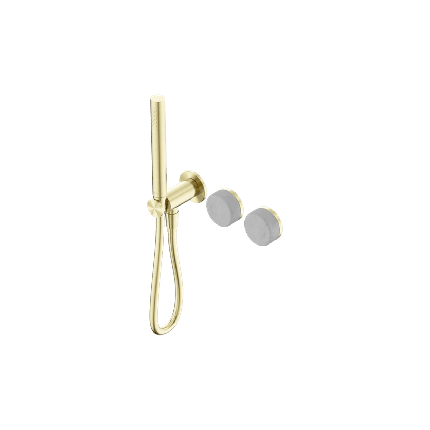 Serenity Shower System Carrara Handle And Slim Shower Brushed Gold gallery detail image