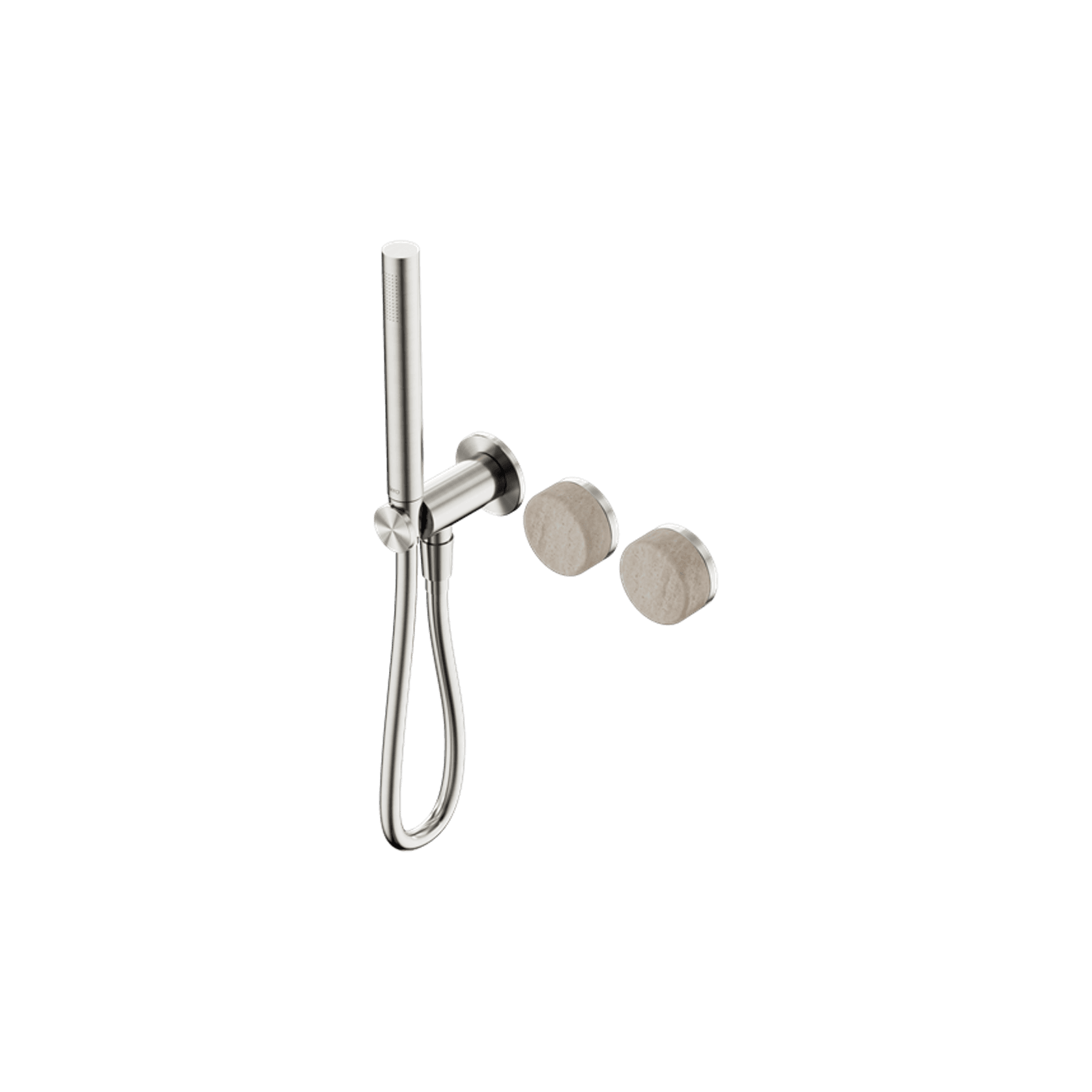 Serenity Shower System Rome Travertine Handle And Slim Shower Brushed Nickel gallery detail image