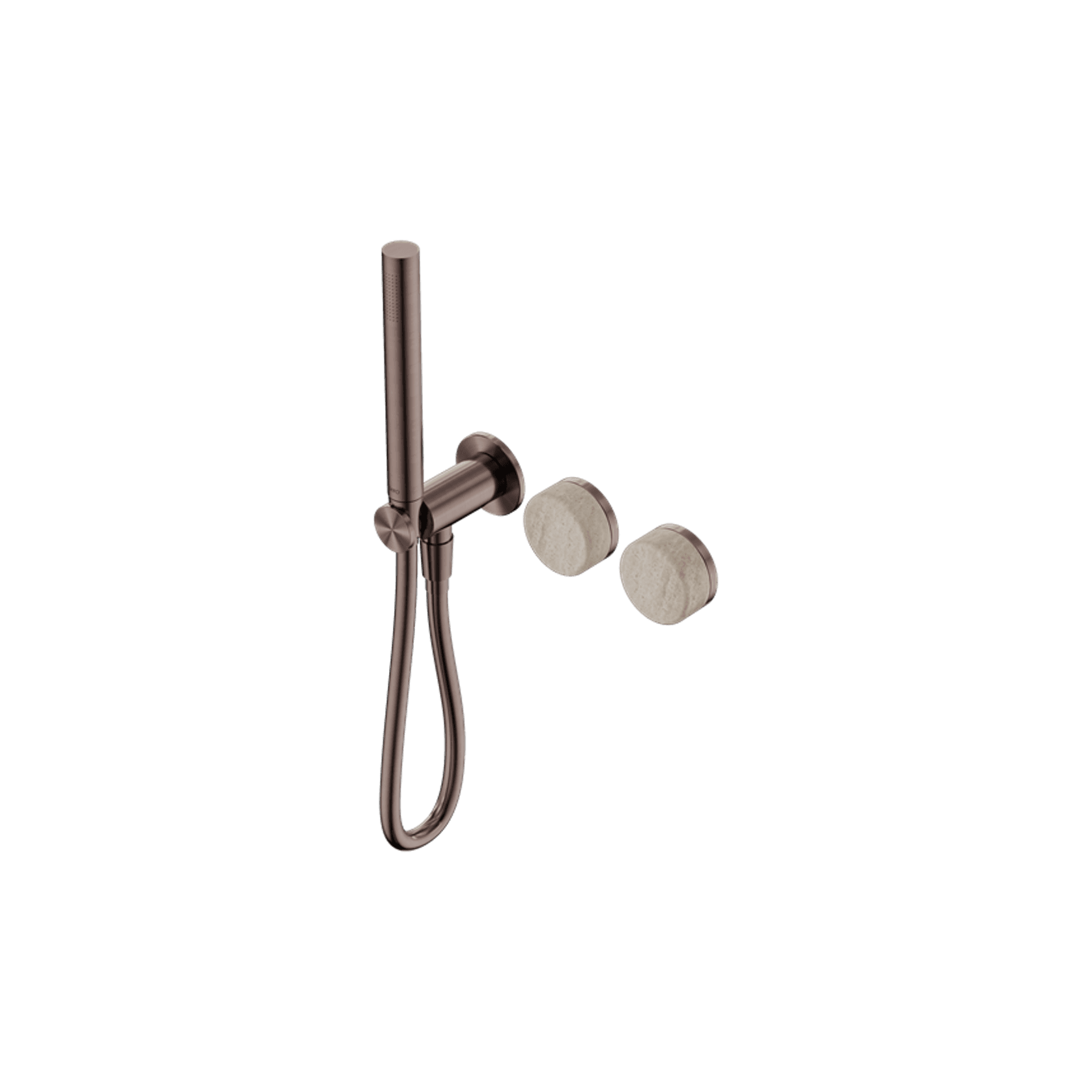 Serenity Shower System Rome Travertine Handle And Slim Shower Brushed Bronze gallery detail image