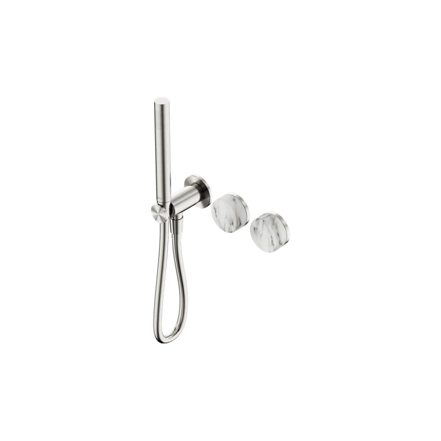 Serenity Shower System Arabescato Corchia Handle And Slim Shower Brushed Nickel gallery detail image