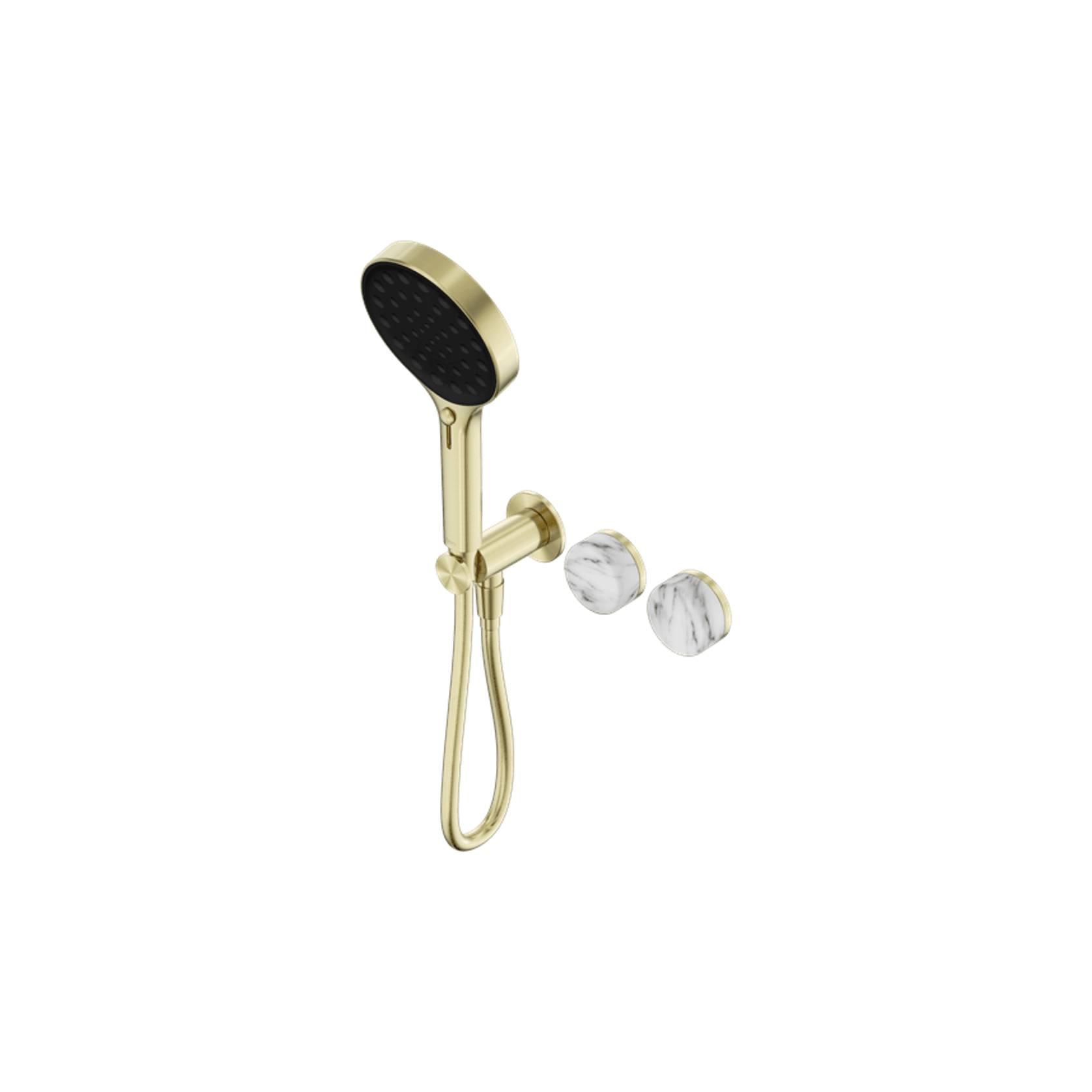 Serenity Shower System Arabescato Corchia Handle And Serenity Hand Shower Brushed Gold gallery detail image
