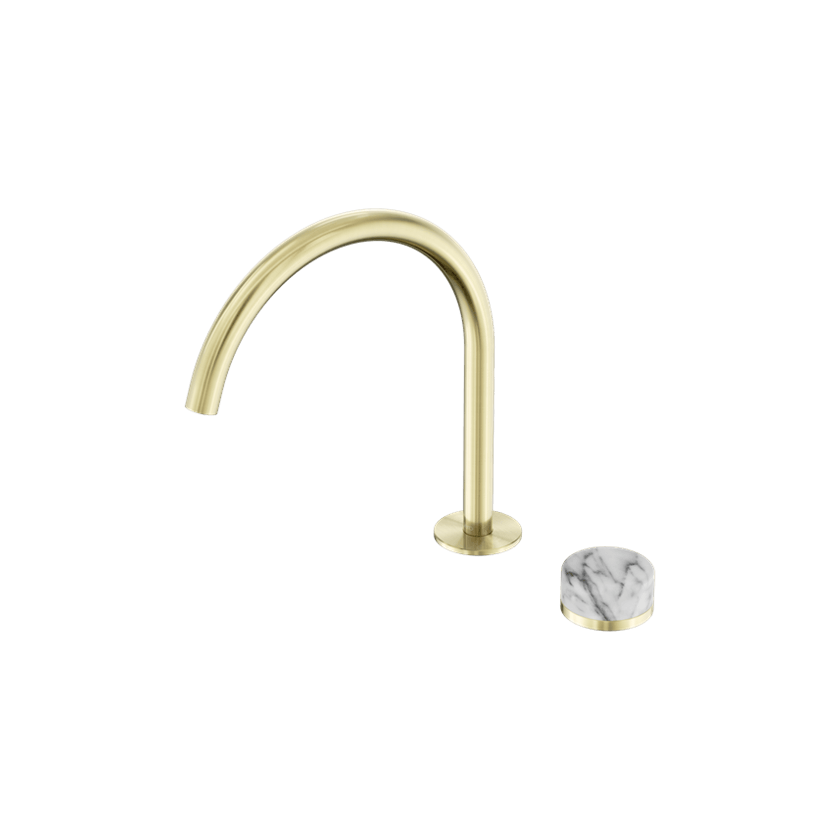 Serenity Bath/Kitchen Mixer Arc Spout Arabescato Corchia Handle Brushed Gold gallery detail image
