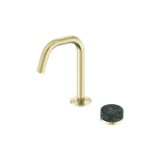 Serenity Basin Mixer Edge Spout Verde Alpi Handle Brushed Gold gallery detail image