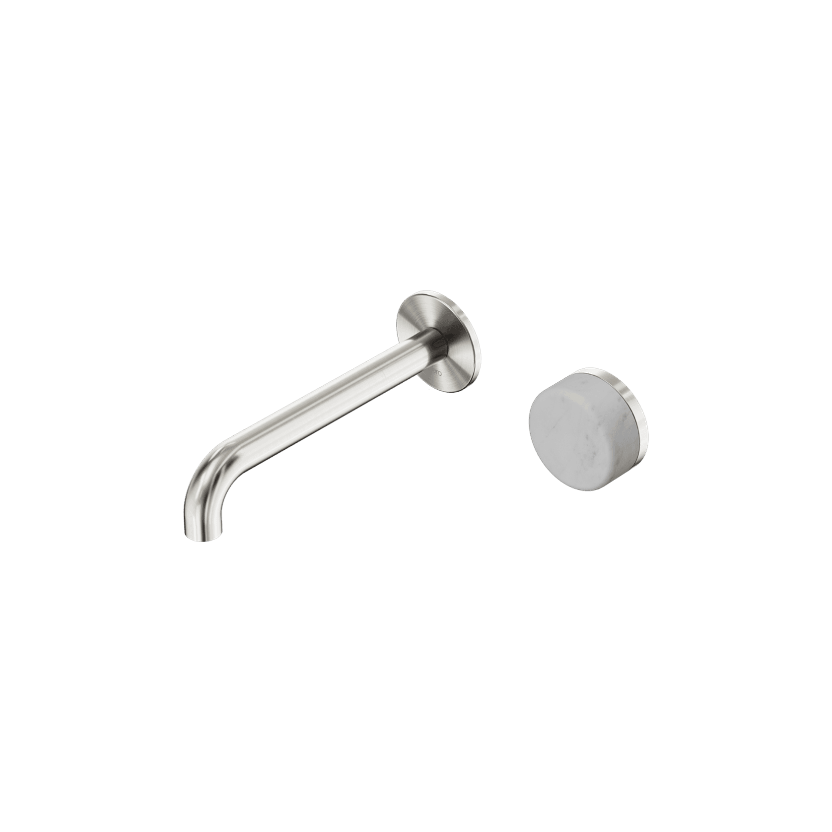 Serenity Wall Basin Mixer 185mm Spout Carrara Handle Brushed Nickel gallery detail image