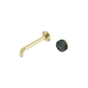Serenity Wall Basin Mixer 185mm Spout Verde Alpi Handle Brushed Gold gallery detail image