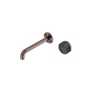 Serenity Wall Basin Mixer 220mm Spout Verde Alpi Handle Brushed Bronze gallery detail image