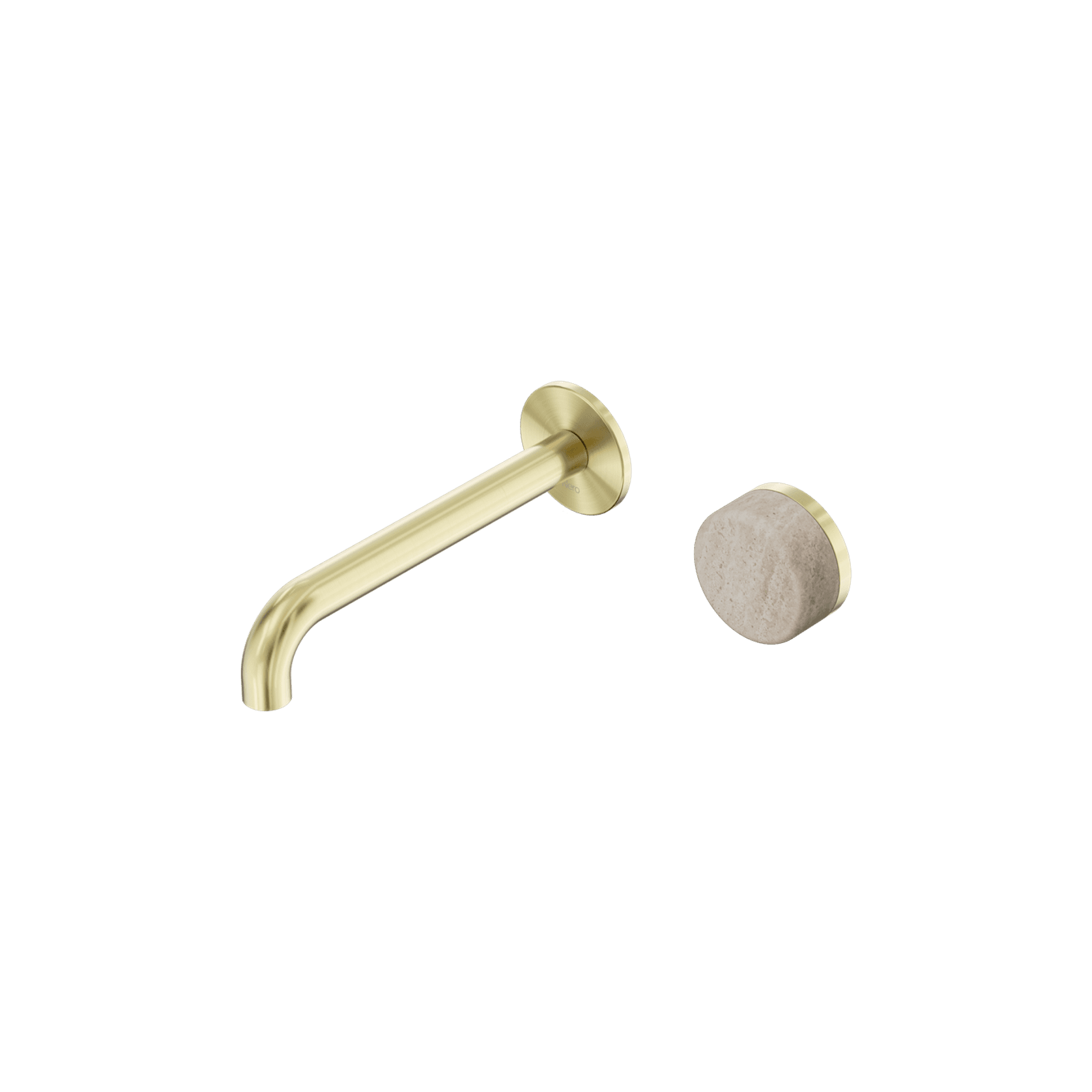 Serenity Wall Basin Mixer 160mm Spout Rome Travertine Handle Brushed Gold gallery detail image