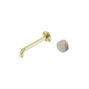 Serenity Wall Basin Mixer 160mm Spout Rome Travertine Handle Brushed Gold gallery detail image