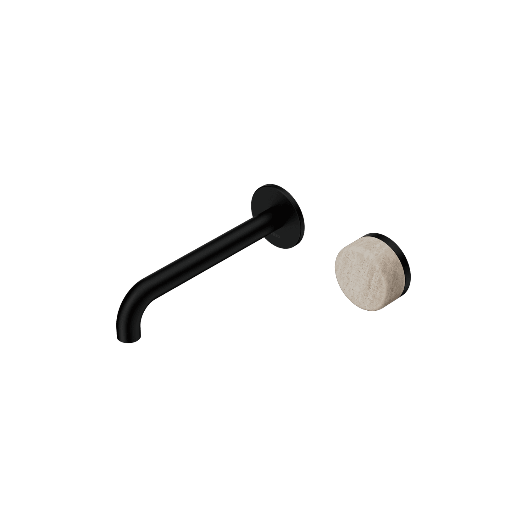 Serenity Wall Basin Mixer 185mm Spout Rome Travertine Handle Matte Black gallery detail image