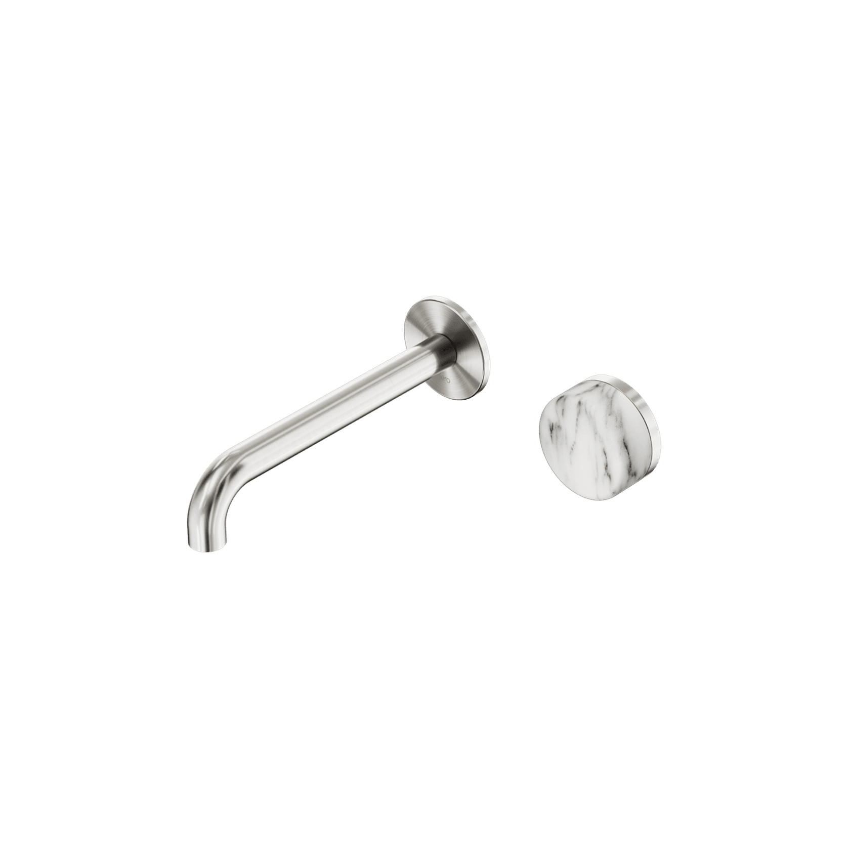 Serenity Wall Basin Mixer 220mm Spout Arabescato Corchia Handle Brushed Nickel gallery detail image