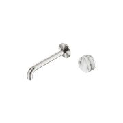 Serenity Wall Basin Mixer 160mm Spout Arabescato Corchia Handle Brushed Nickel gallery detail image