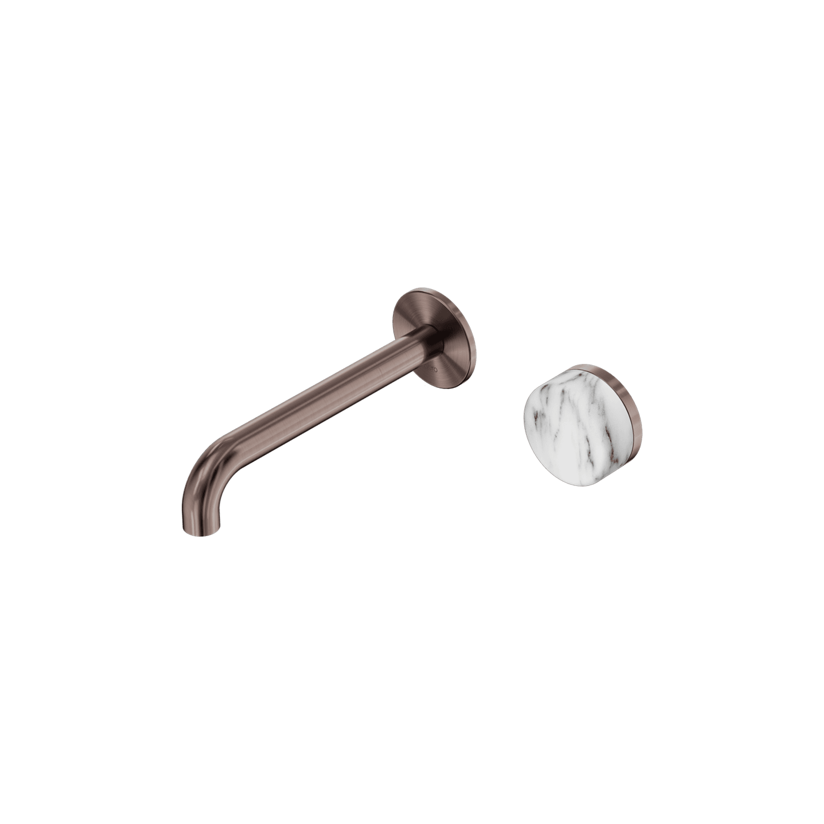 Serenity Wall Basin Mixer 185mm Spout Arabescato Corchia Handle Brushed Bronze gallery detail image