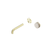 Serenity Wall Basin Mixer 160mm Spout Rome Travertine Handle Brushed Gold gallery detail image