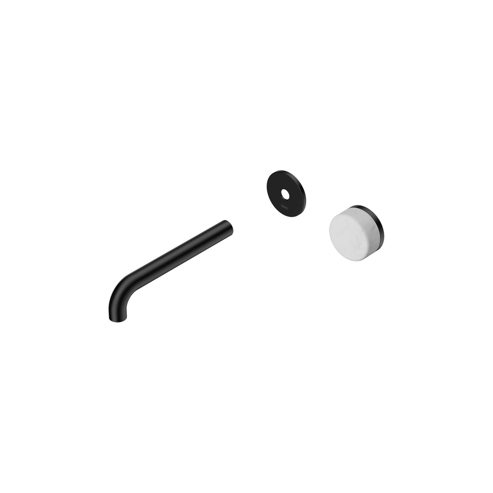 Serenity Wall Basin Mixer 185mm Spout Carrara Handle Matte Black gallery detail image