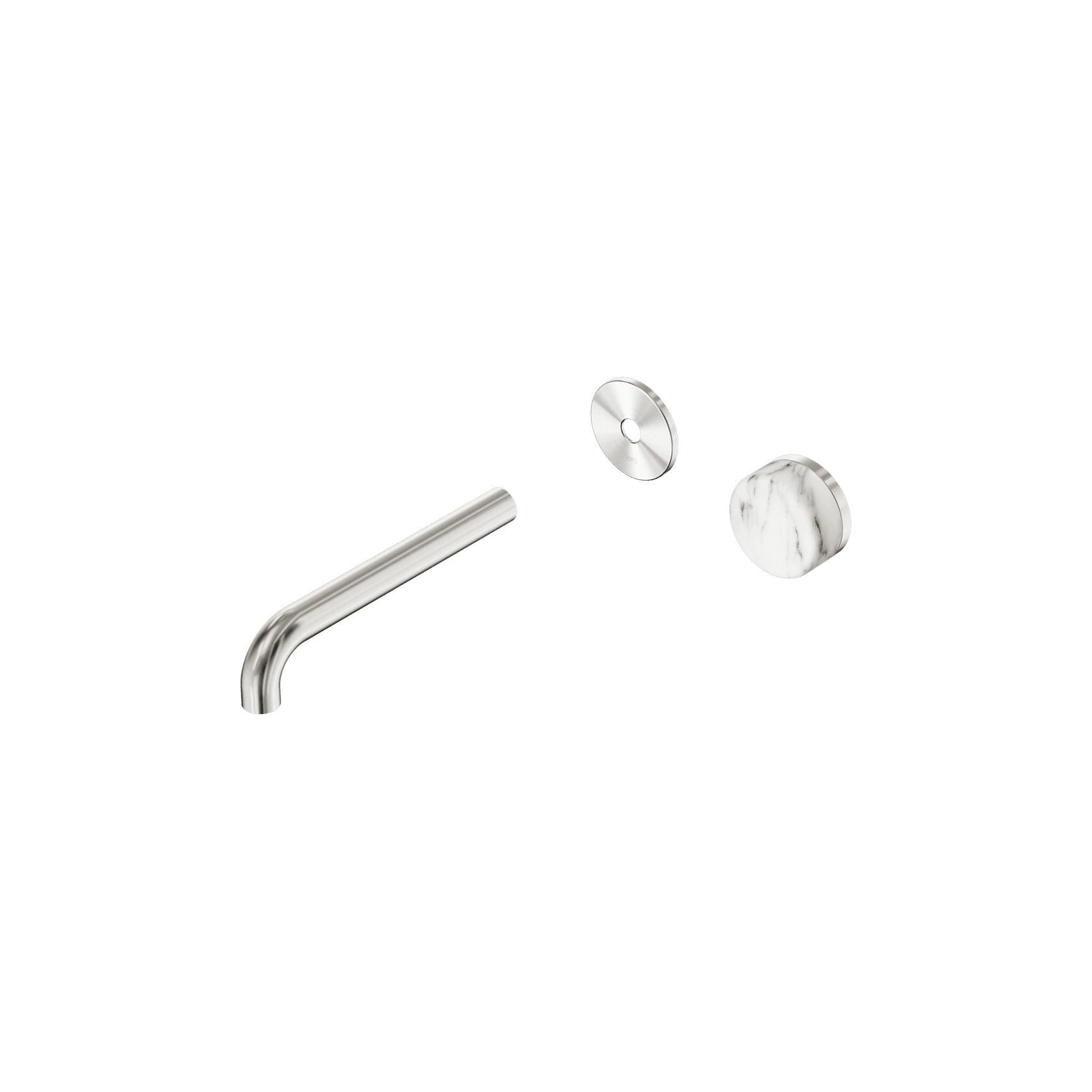 Serenity Wall Basin Mixer 185mm Spout Arabescato Corchia Handle Brushed Nickel gallery detail image