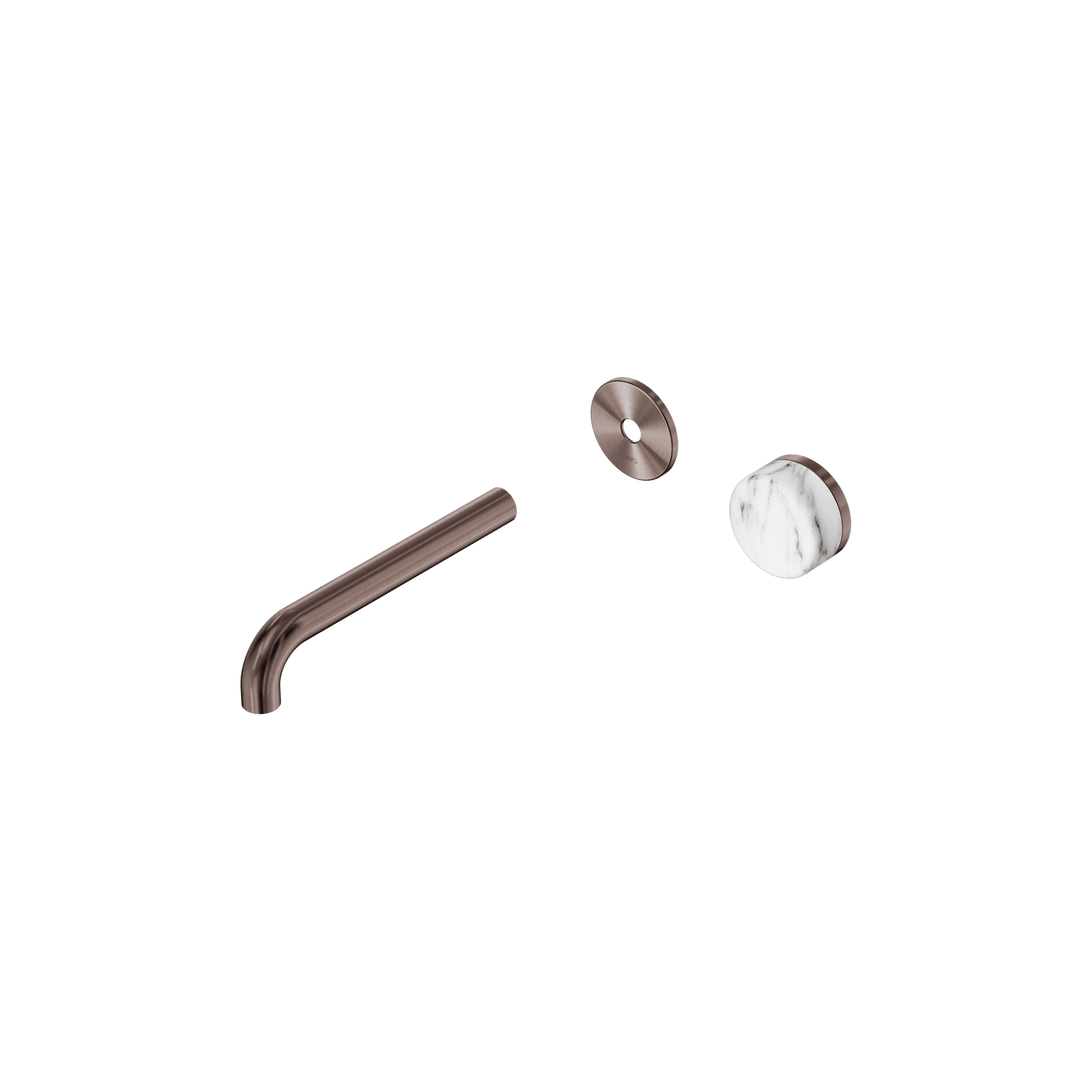 Serenity Wall Basin Mixer 185mm Spout Arabescato Corchia Handle Brushed Bronze gallery detail image