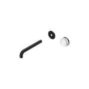 Serenity Wall Basin Mixer 185mm Spout Arabescato Corchia Handle Matte Black gallery detail image