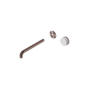 Serenity Wall Basin Mixer 220mm Spout Carrara Handle Brushed Bronze gallery detail image