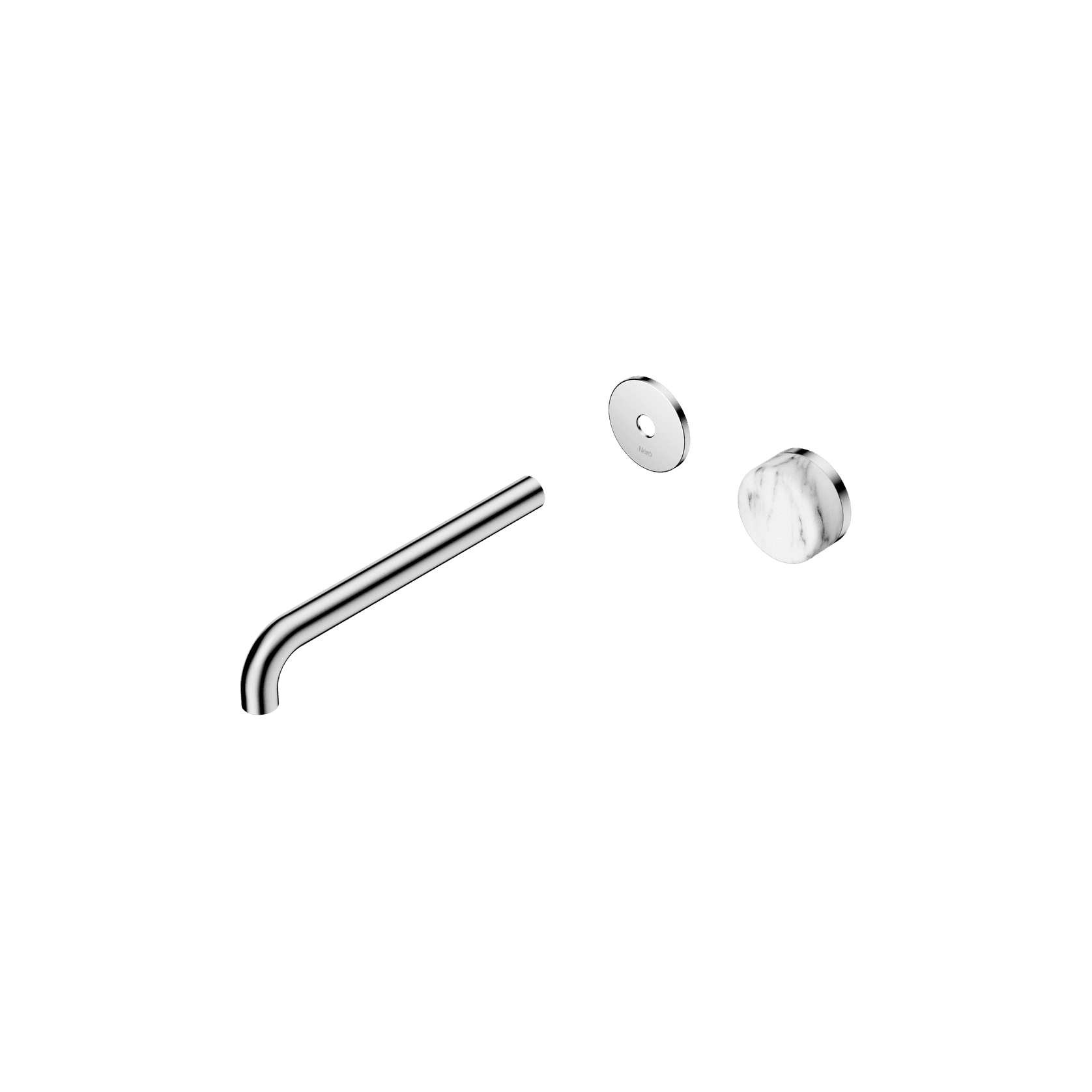 Serenity Wall Basin Mixer 220mm Spout Arabescato Corchia Handle Chrome gallery detail image
