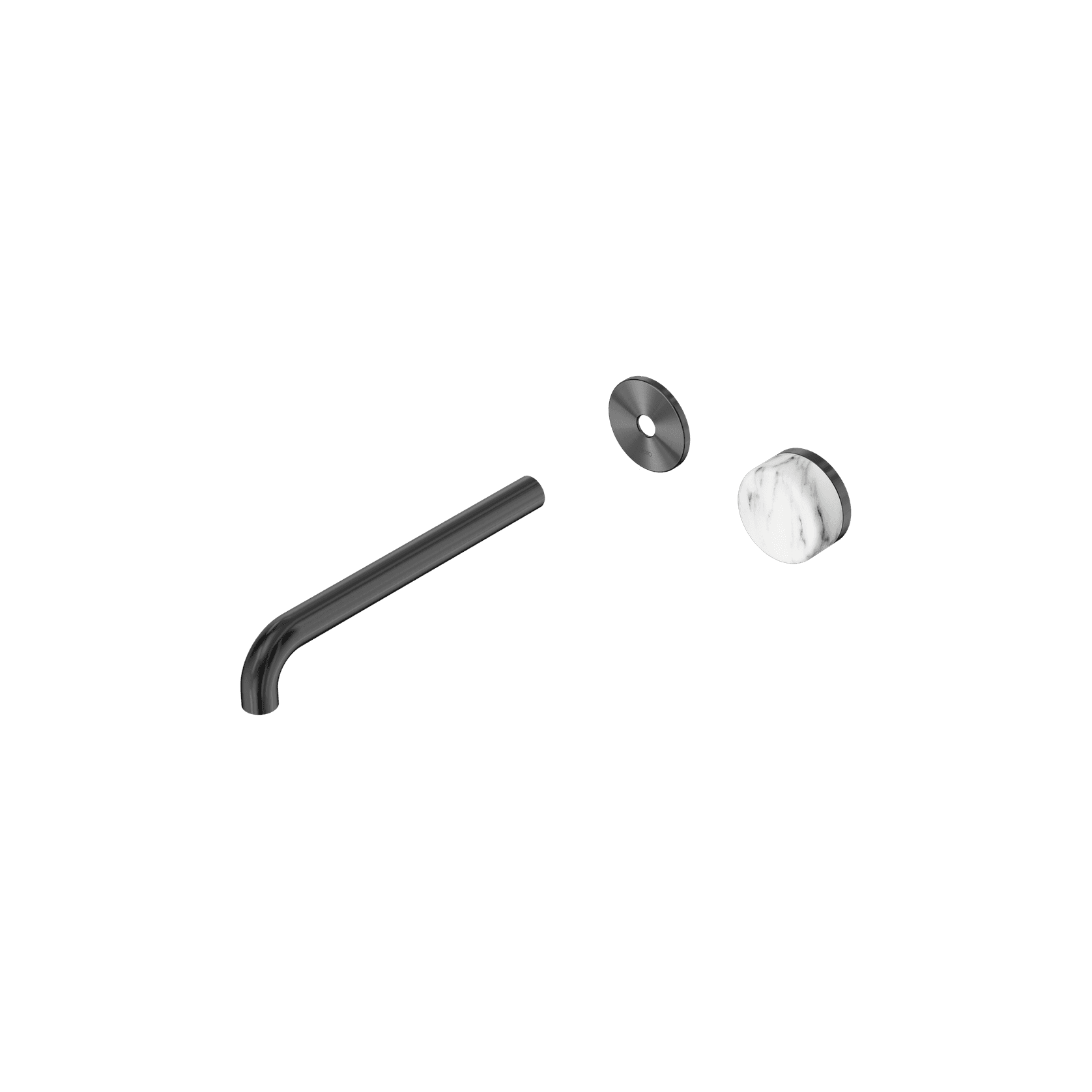 Serenity Wall Basin Mixer 220mm Spout Arabescato Corchia Handle Gun Metal gallery detail image