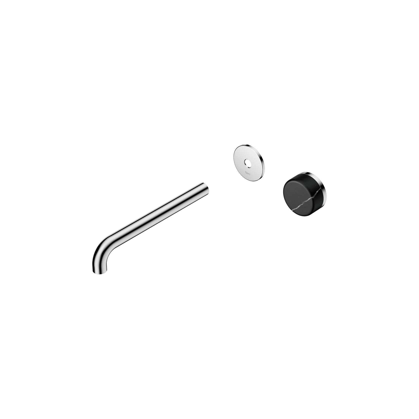 Serenity Wall Basin Mixer 220mm Spout Marquina Black Handle Chrome gallery detail image