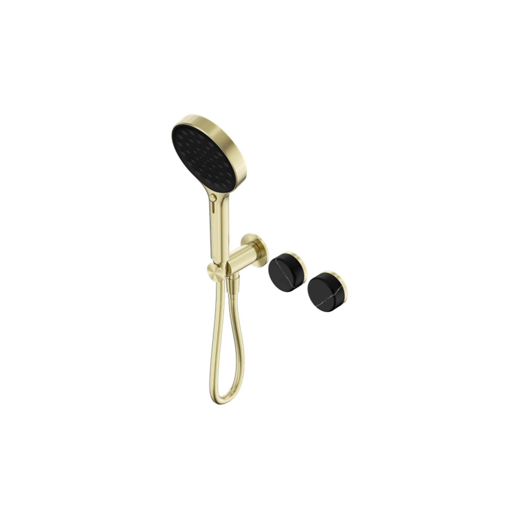 Serenity Shower System Marquina Black Handle And Serenity Hand Shower Brushed Gold gallery detail image