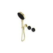 Serenity Shower System Marquina Black Handle And Serenity Hand Shower Brushed Gold gallery detail image