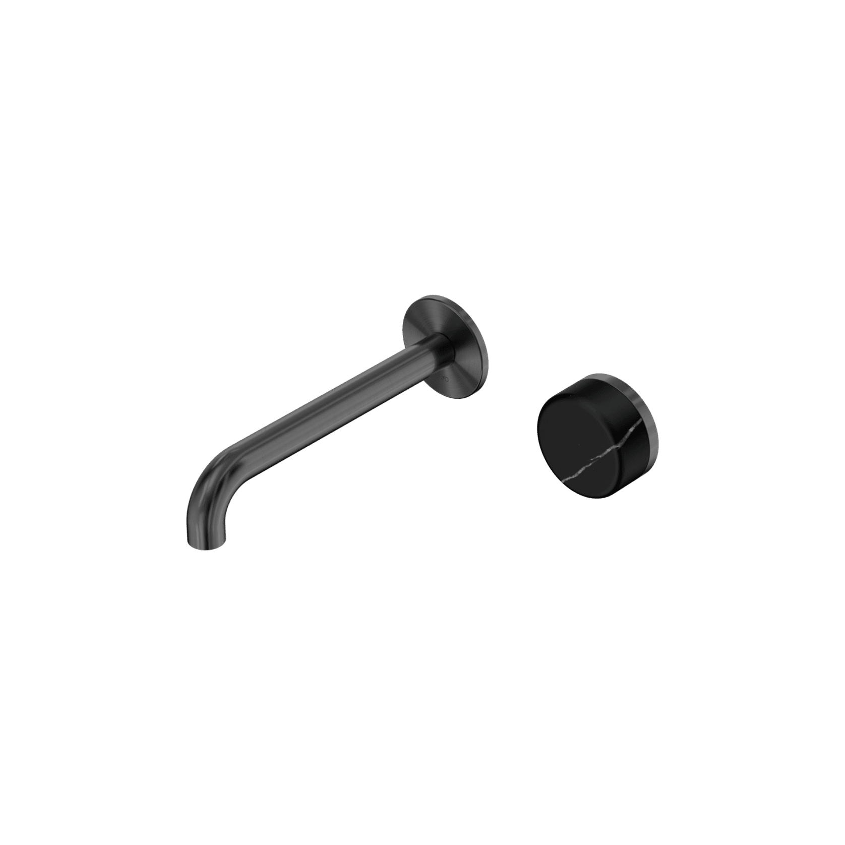 Serenity Wall Basin Mixer 185mm Spout Marquina Black Handle Gun Metal gallery detail image