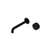 Serenity Wall Basin Mixer 185mm Spout Marquina Black Handle Matte Black gallery detail image