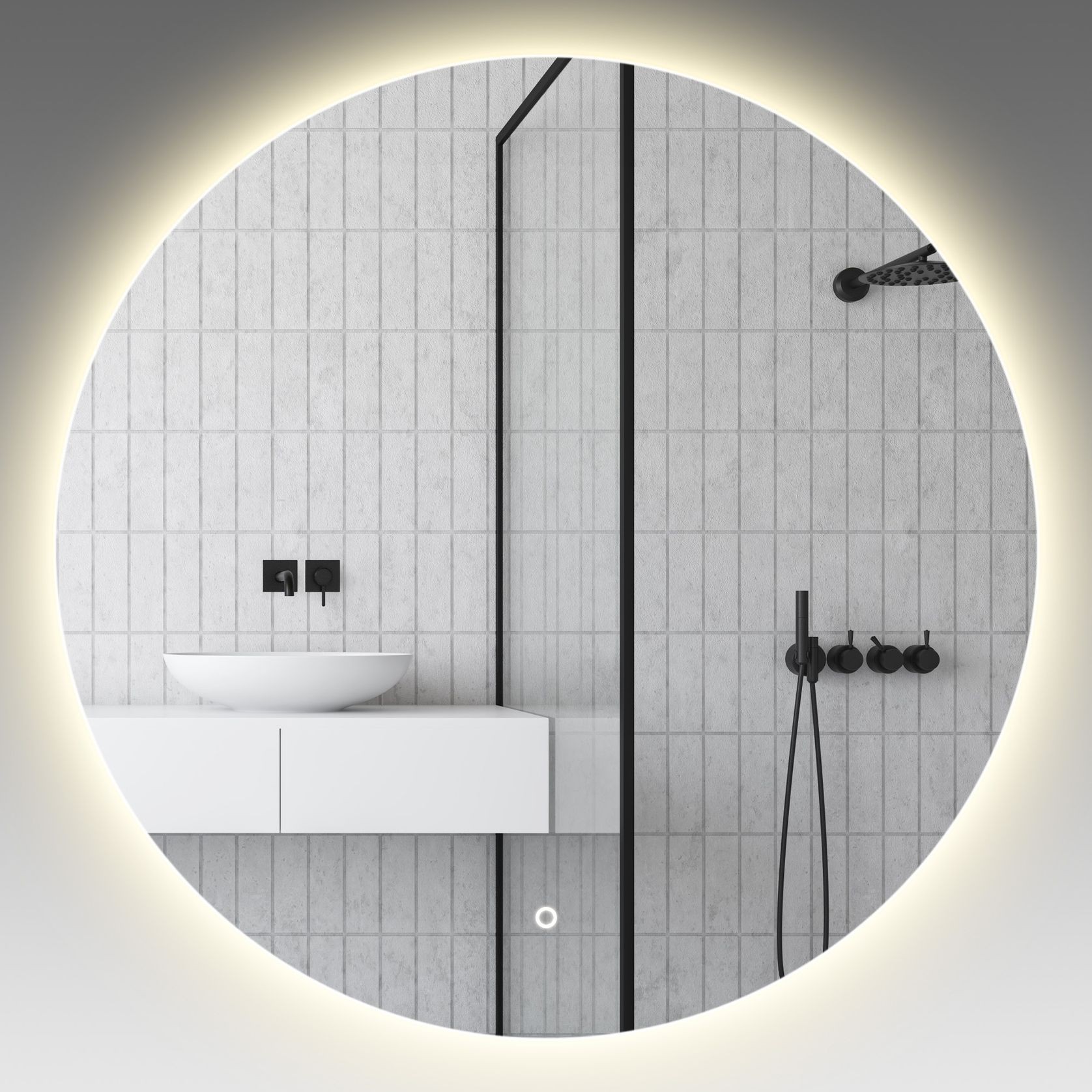 LED Back Light Polished Edge Round Mirror gallery detail image