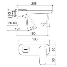 Contura II Wall Basin/Bath Mixer 180mm | Brushed Nickel gallery detail image