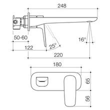 Contura II Wall Basin/Bath Mixer 220mm  | Brushed Nickel gallery detail image