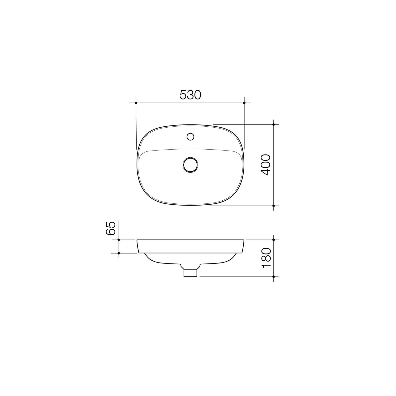 Contura II 530mm Inset Basin with Tap Landing (1 Tap Hole)  | Matte Clay gallery detail image