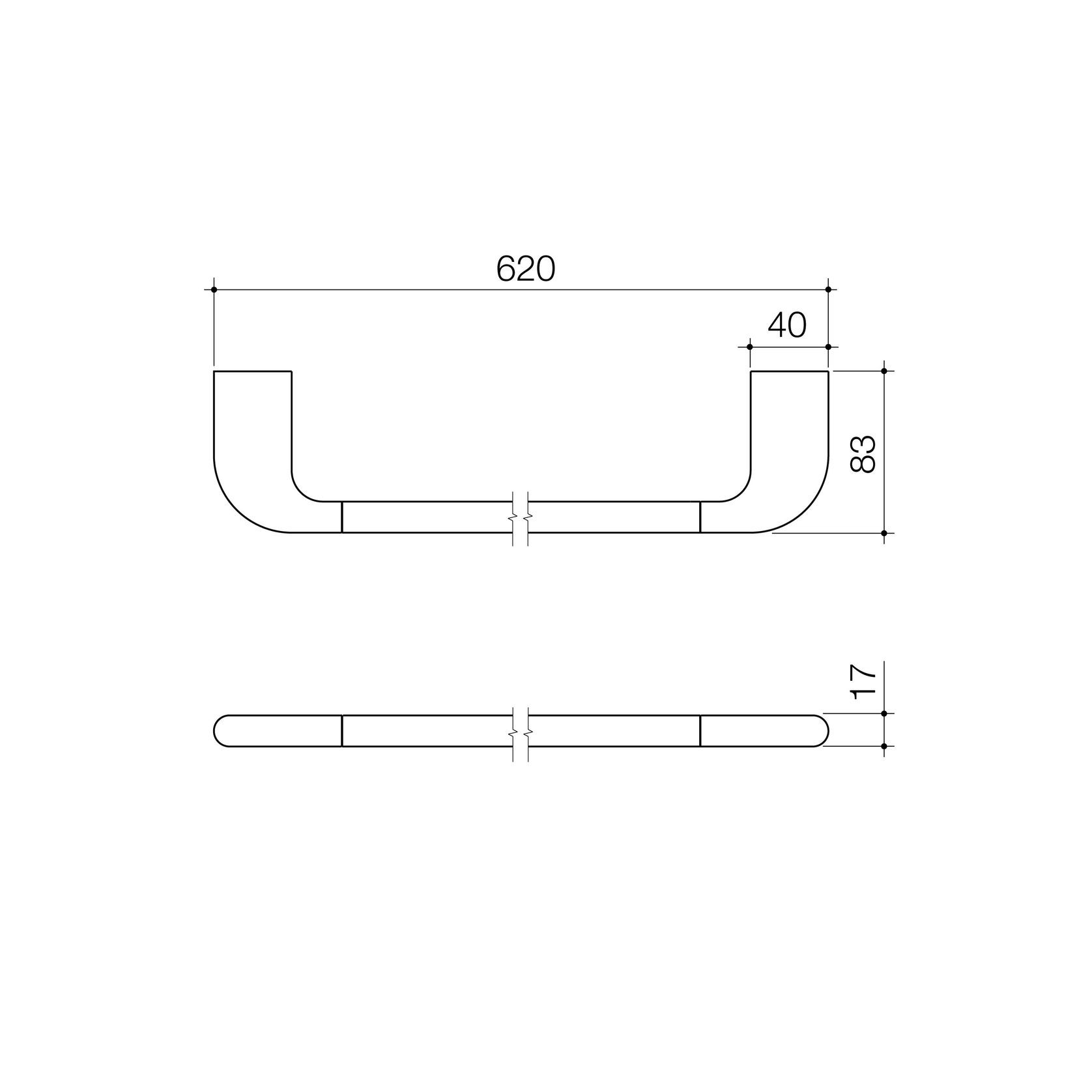 Contura II 620mm Single Towel Rail  | Matte Black gallery detail image