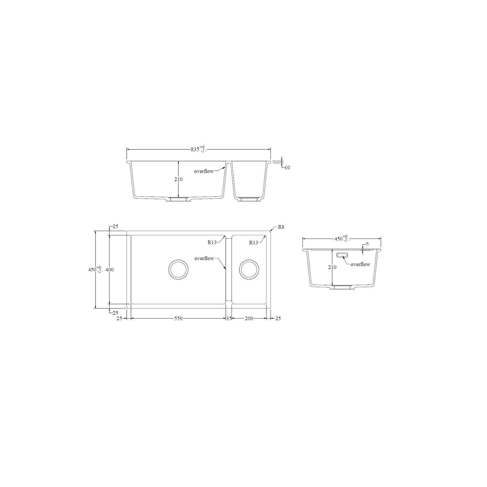 Aura 750 (550+200) Double Bowl Granite Sink gallery detail image
