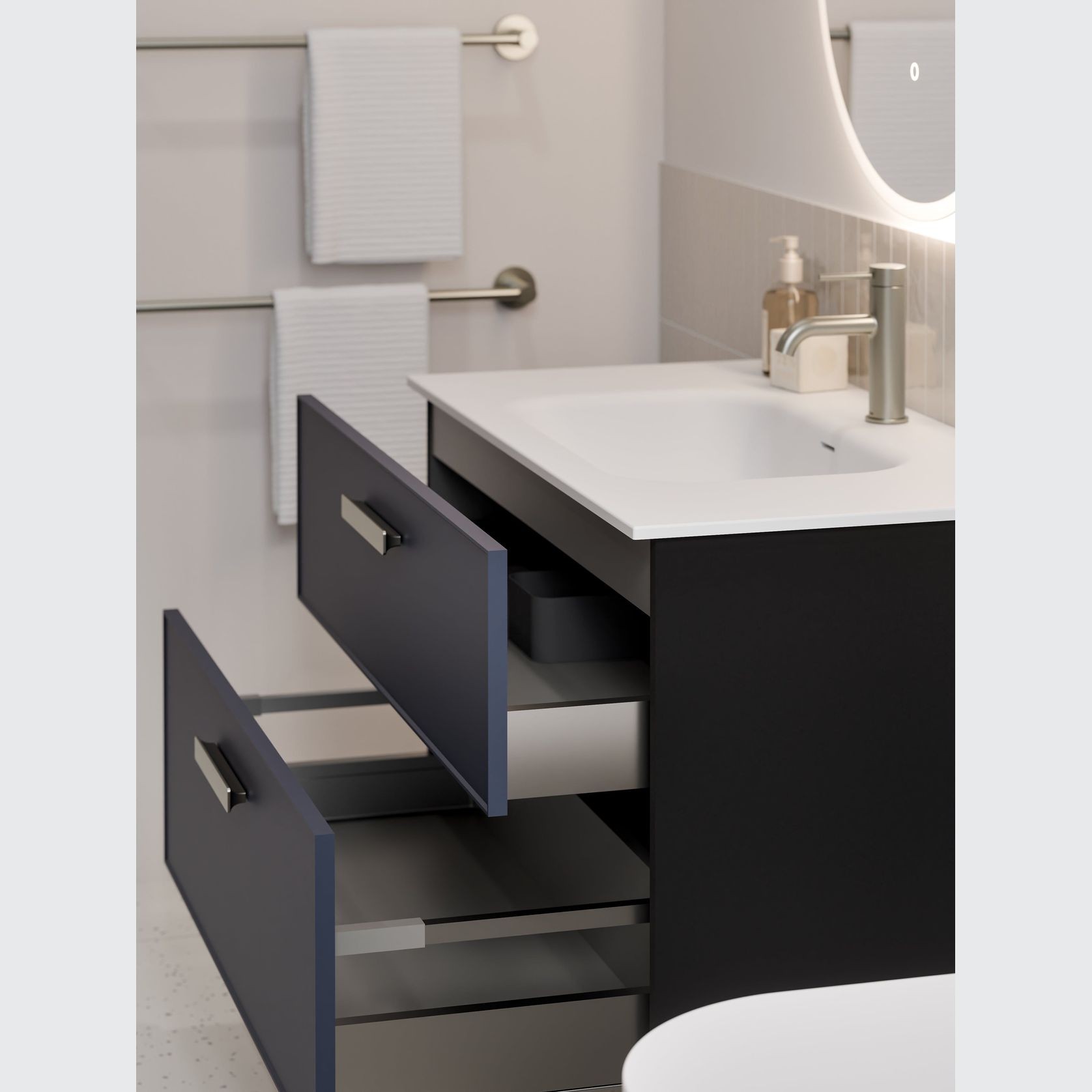 LINEARE 900 DOUBLE DRAWER VANITY | AXEL DRAWER FRONT gallery detail image