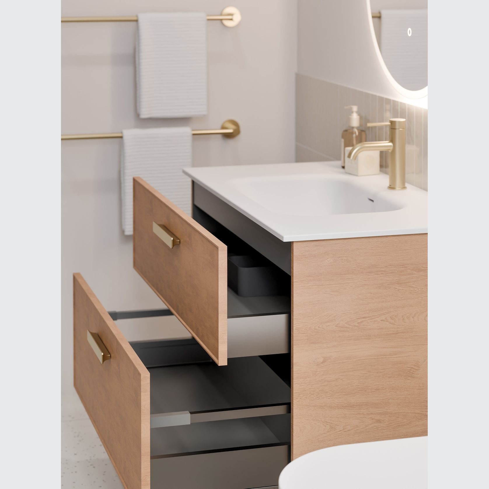 LINEARE 900 DOUBLE DRAWER VANITY | AXEL DRAWER FRONT gallery detail image