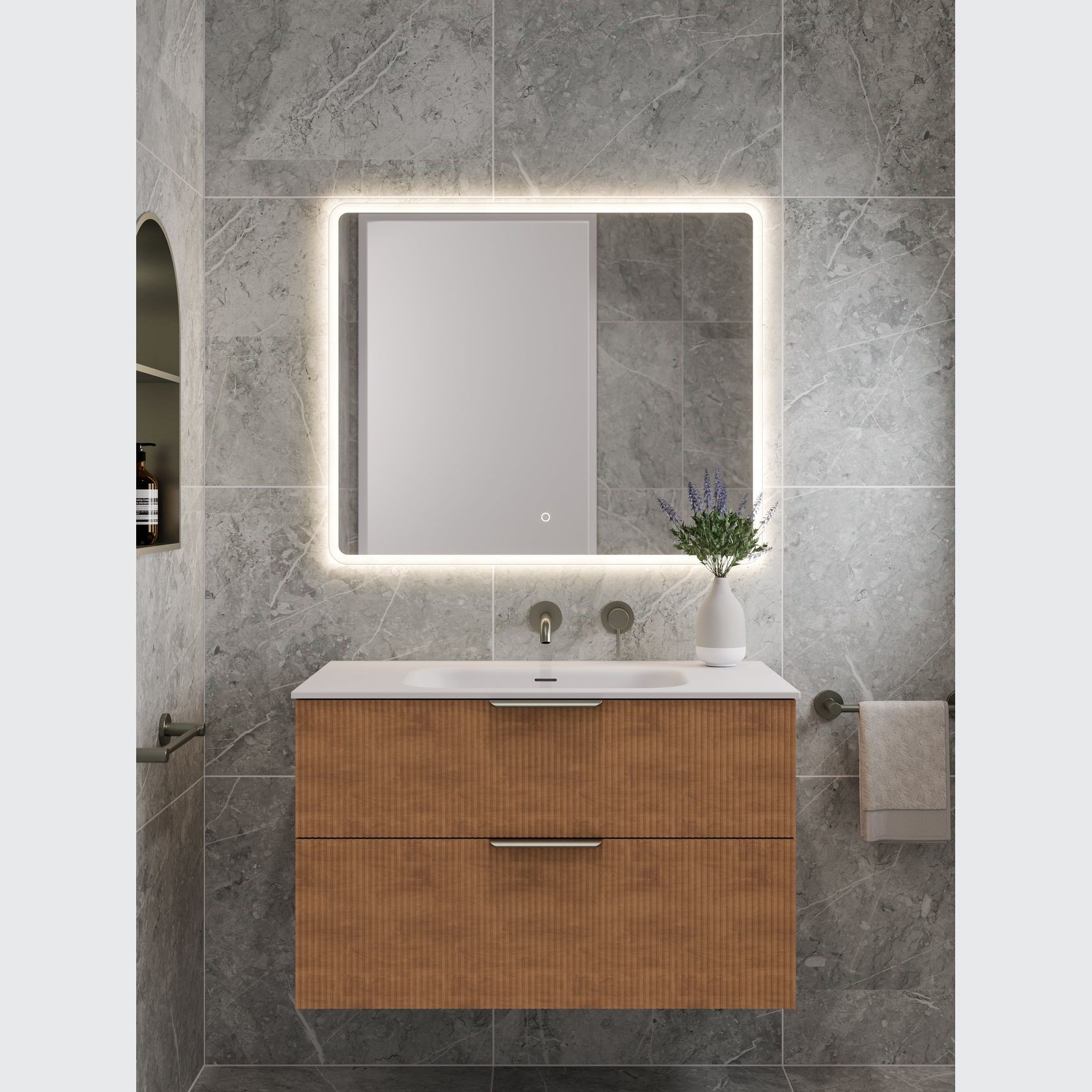 LINEARE 900 DOUBLE DRAWER VANITY | PILLAR DRAWER FRONT gallery detail image