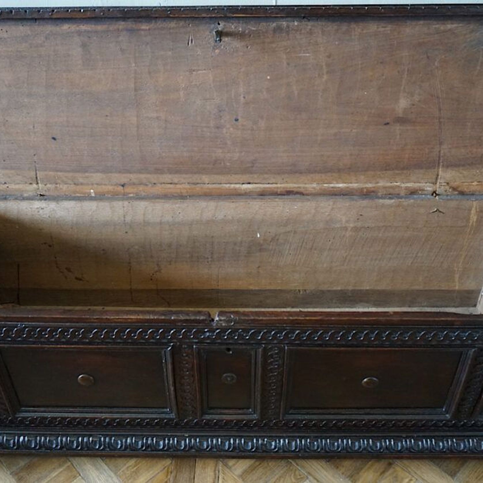 Italian 17th Century Walnut Cassone Chest gallery detail image